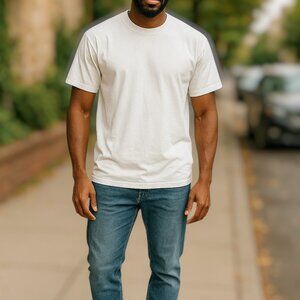 3 for/ $25 Champs Sport Mens White Plain High Crew Neck T-Shirt Size Medium